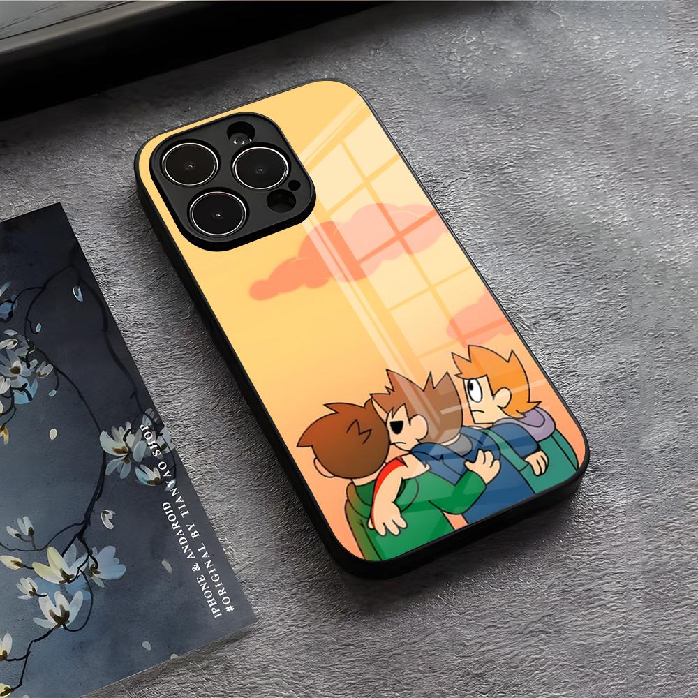 

E-EddsworldS Anime Phone Case For IPhone 17 Air 16 E Pro Max 15 14 13 Mini 12 Pro 11 Max Plus Black Glass Cover iPhone 16 Pro