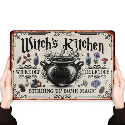 Eine Hexenküche Dekoration Wandkunst Hängende Halloween Dekoration Geeignet für verschiedene Orte Metallblechschild
