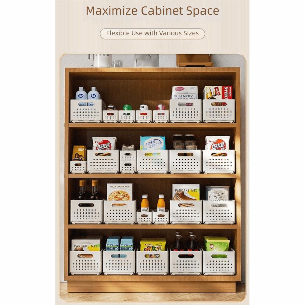 Large Capacity Expandable Storage Box Stackable Ventilated Holes Cabinet Storage Case Plastic Space-Saving