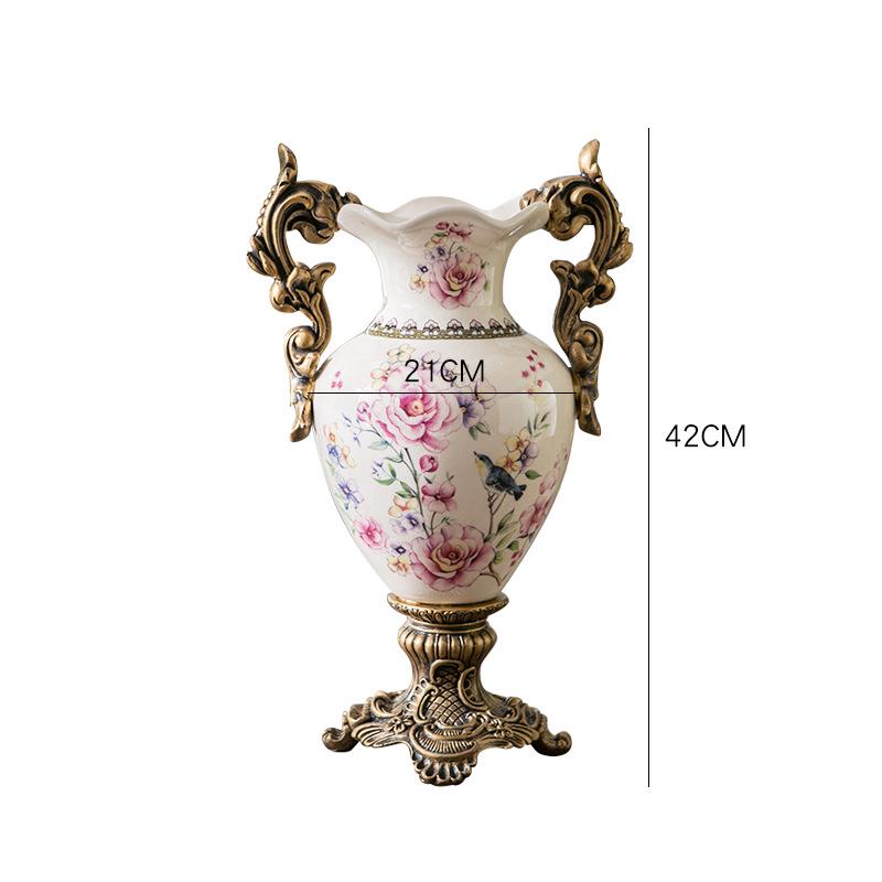 Vază de podea trofeu europeană vintage cu două mânere – Decor ceramic retro
