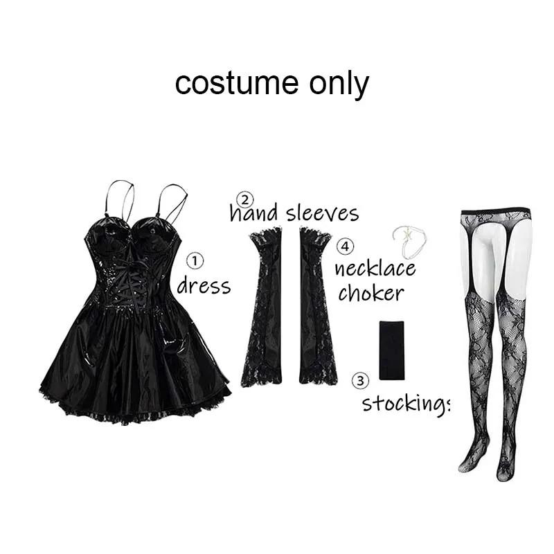 

Women s Amane Misa Dark Gothic Cosplay Costume Dress With Stockings Misa Amane Black Dress Steampunk Halloween M