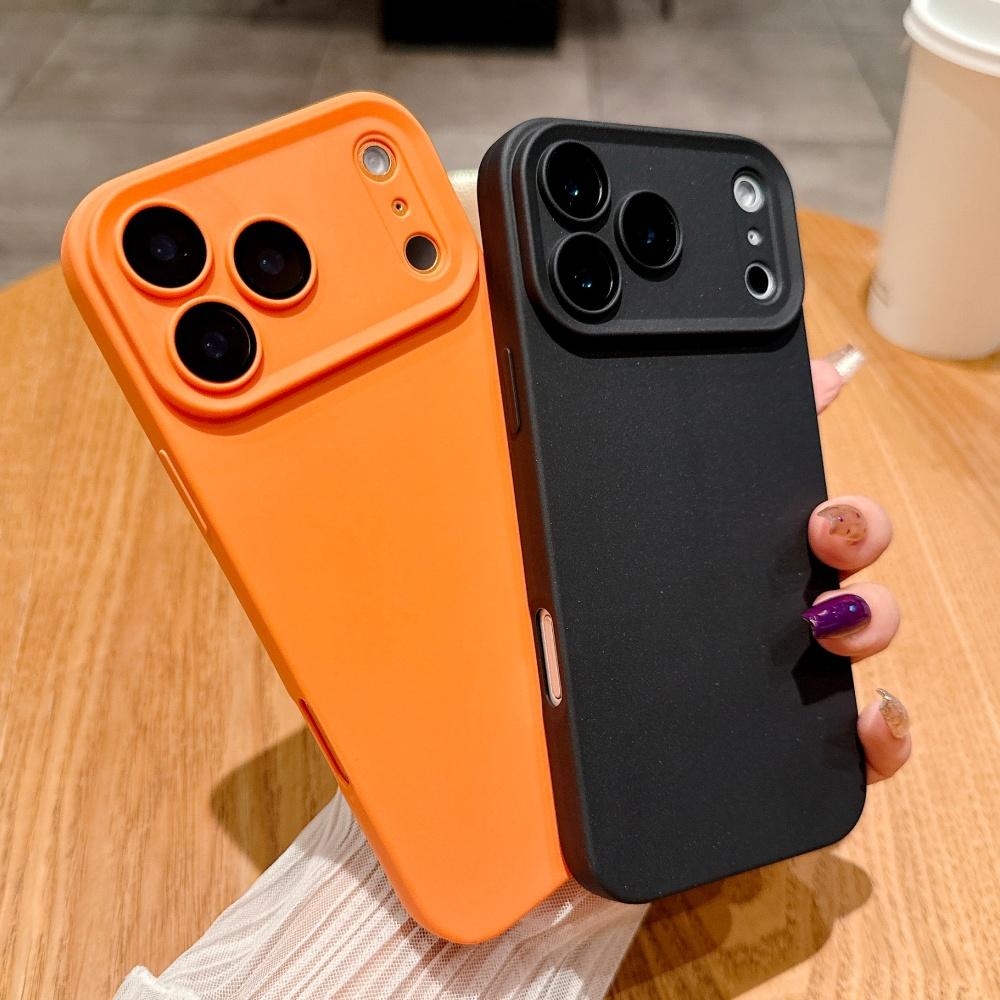 Original Orange Liquid Silicone Phone Case For iPhone 17 Pro Max 16 17 Pro 13 14 15 12 11 Pro Max Candy Matte Shockproof Coque