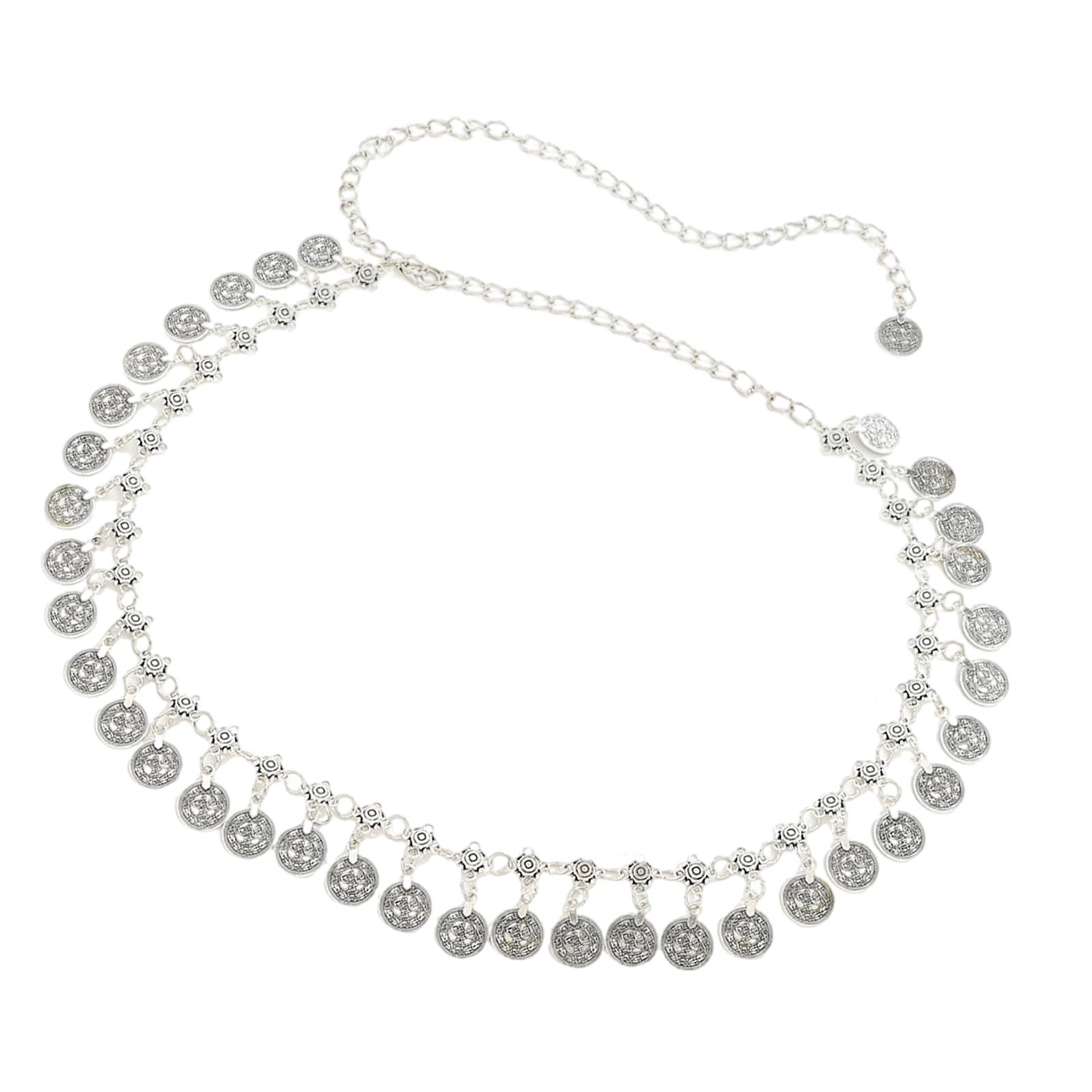 

Поясная цепочка с звенящими металлическими монетами в этническом стиле, модный аксессуар для музыкальных фестивалей и повседневных нарядов