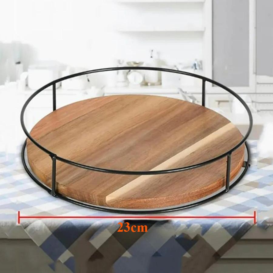 360 Degree Rotating Lazy  Turntable Versatile Rotating Storage Rack Round Wooden for Home Kitchen Pantry