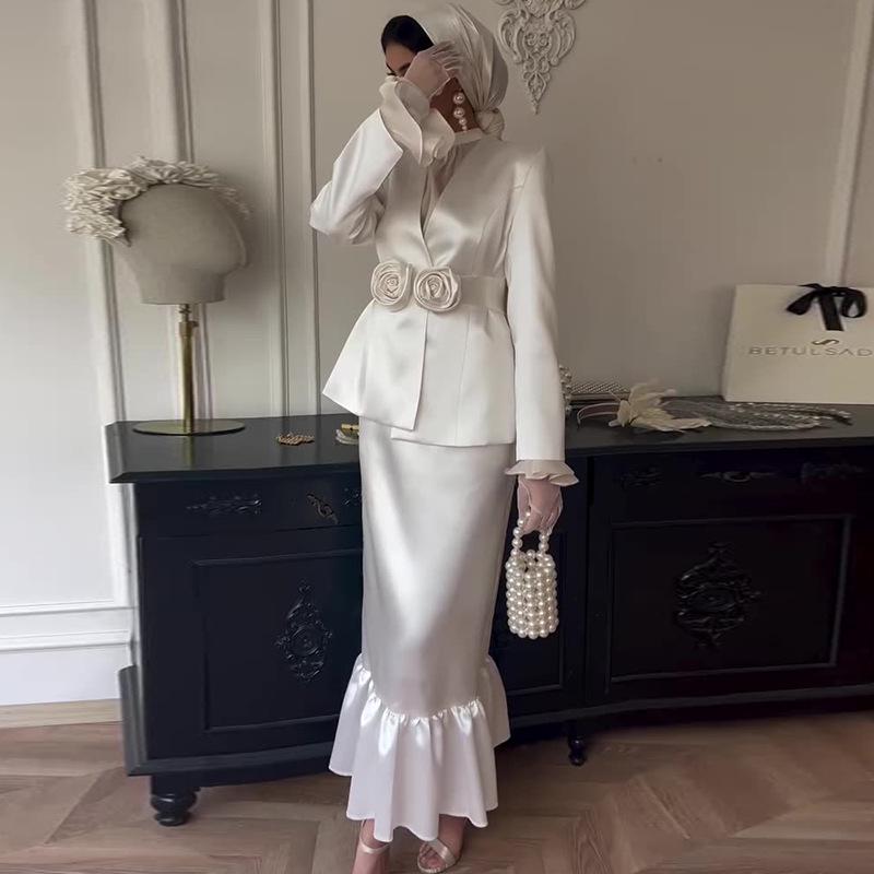 Autumn 2024 Women's French Solid Color Elegant Two-Piece Long Skirt