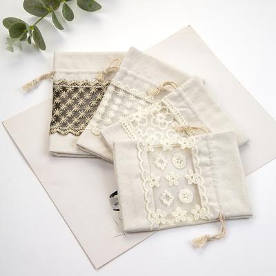 Schöne Canvas-Kordelzugbeutel, transparente Aufbewahrungsbeutel mit Spitze und Fenster, Süßigkeitenbeutel für das neue Jahr, Weihnachtsgeschenkbeutel