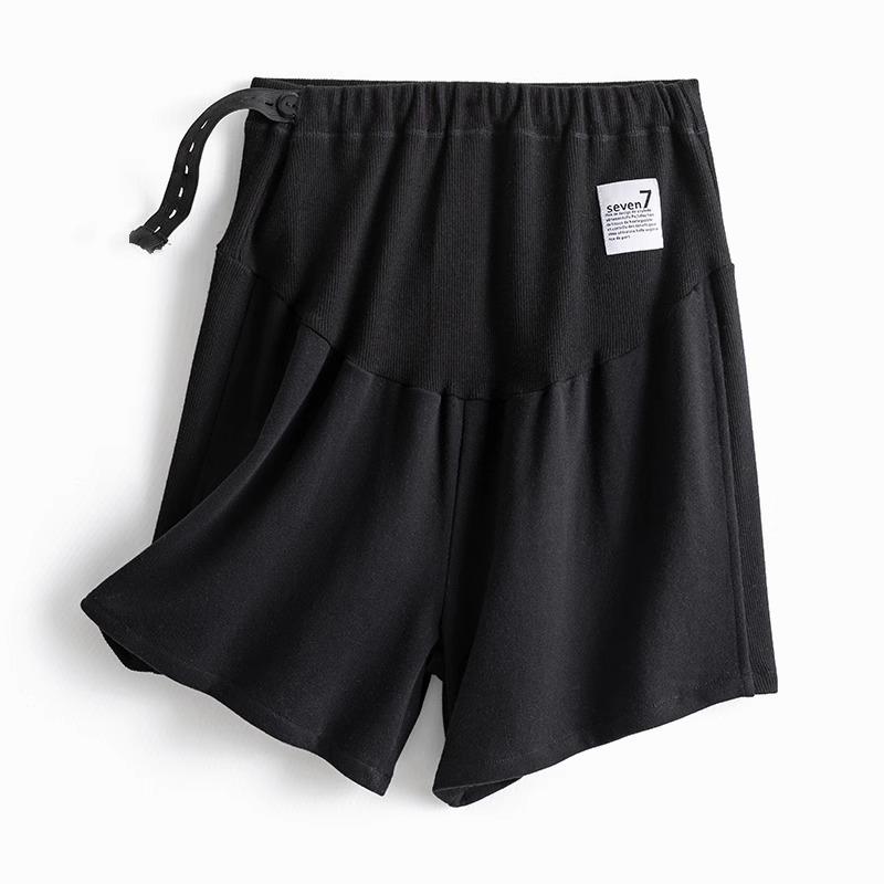 

Plus Size Maternity Casual Sports Shorts - Summer Lightweight Wide-Leg, Five-Point Loose Fit with Belly Support Large (suitable for 110-135 lbs) чорний