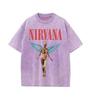Nirvana Angel Graphic Vintage Washed T-Shirt, Retro Rock Band Oversized Cotton Tee, Streetwear Tops