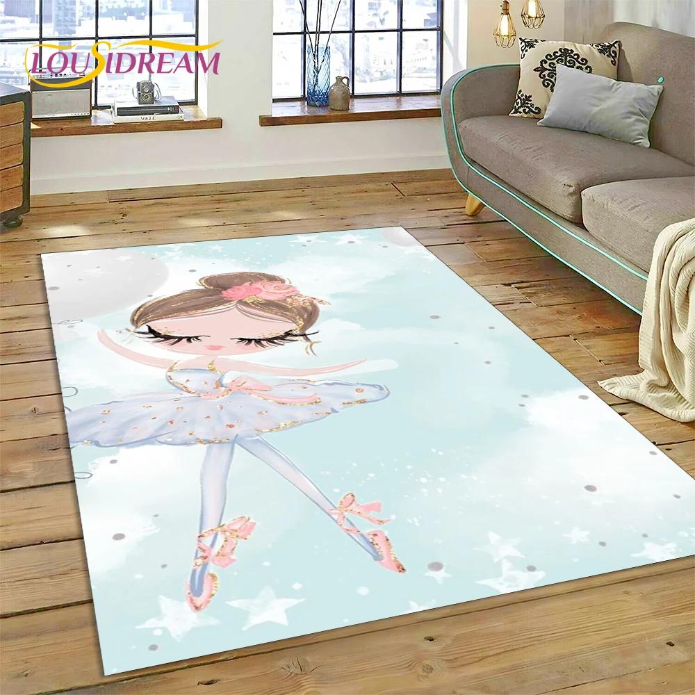 Alfombra Alfombra de Dibujos Animados de Hada Bailarina de Ballet de Ensueño Linda para Decoración de Sala de Estar Dormitorio, Decoración Antideslizante para Sofá Felpudo Niño