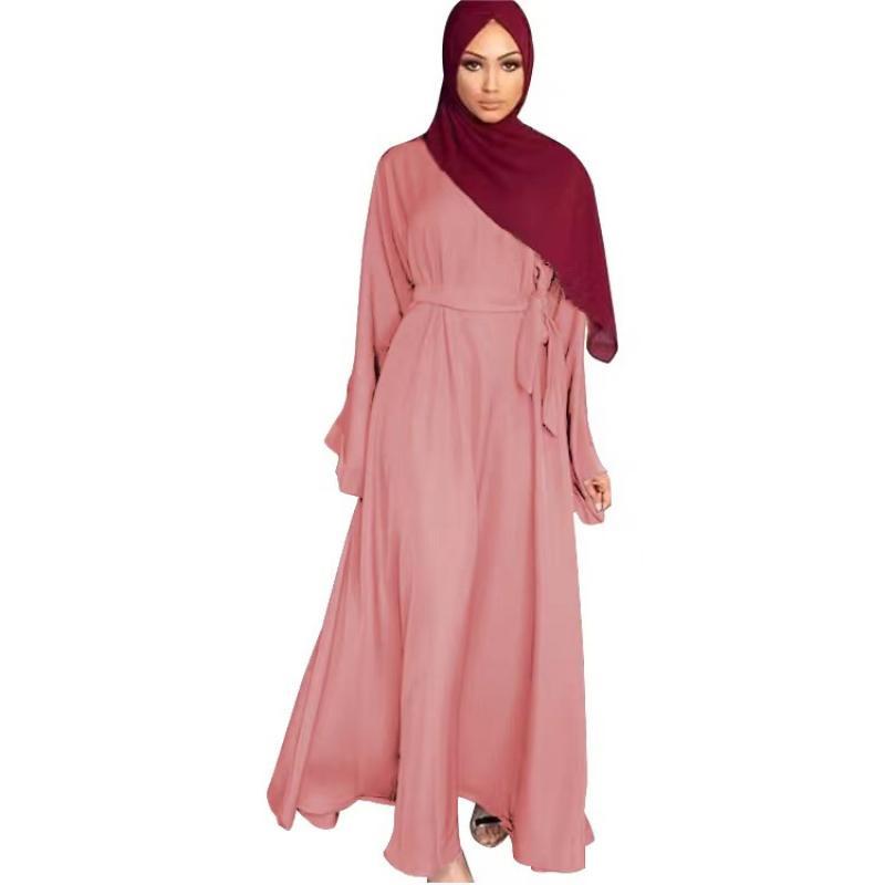 Abaya Women Muslim Long Dress Kaftan Solid Loose Plus Size Middle East Gown Jubah Baju Muslim Baju Raya [excluding Headband]