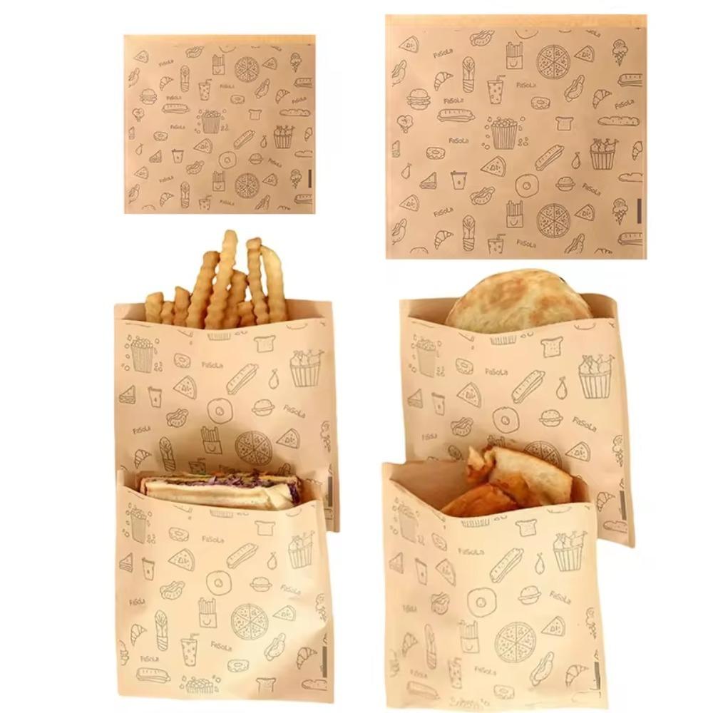 50pcs Disposable Greaseproof Paper Sandwich Bags Water-proof Snack Wrapping Paper  Bread