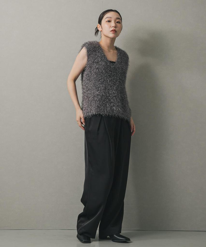 Sense of Place Black One Women's Satin-In-Tuck Pants, AAA6-24A002,