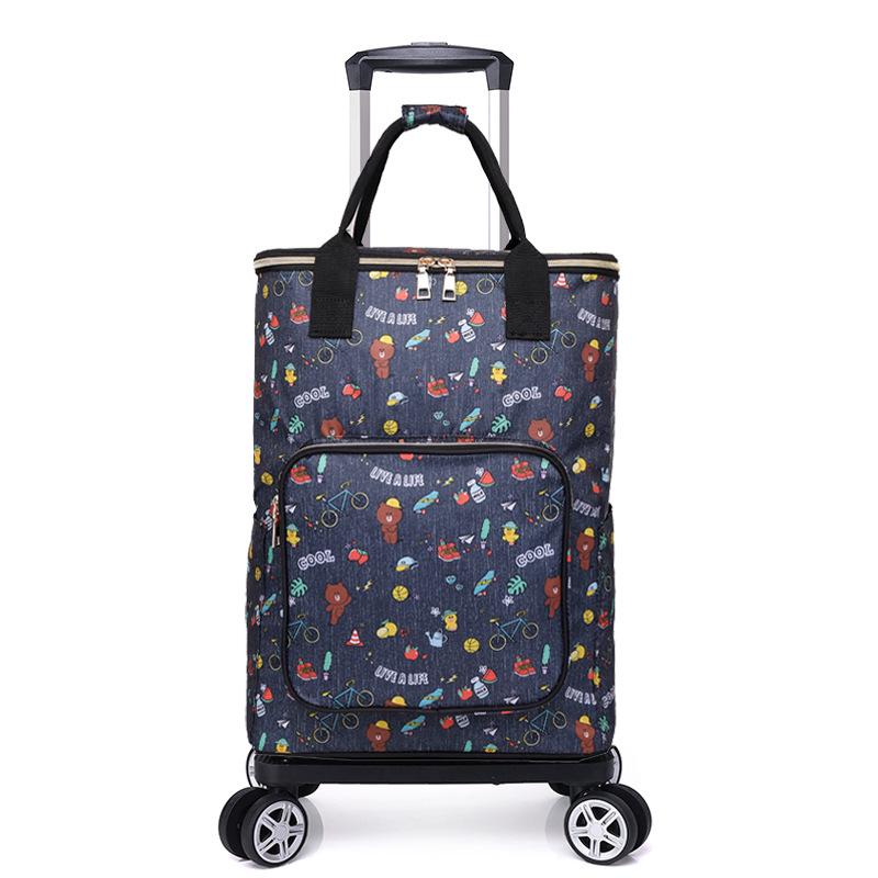 Stylish Insulated Foldable Shopping Cart with Universal Wheels