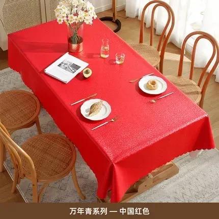Waterproof Heat-resistant Dining Table Mat Fabric European Style Hotel Home Rectangular Tablecloth PU Printed Round Table Cloth