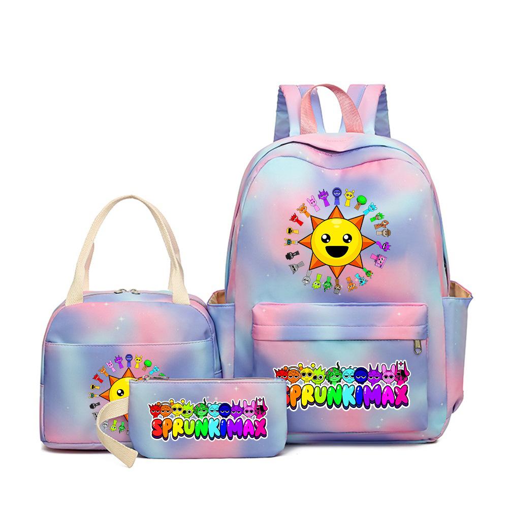Popular Sprunki Rhythm Box Cartoon Elementary School Bag Children's Backpack Backpack Three-piece Set