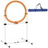 Agility Jump Ring for Dogs, Agility Set for Dogs, Agility Ring 2 in 1 Jump Ring Pole with Carrying Bag Plastic 74.5 x 66 x 91 cm White+Orange