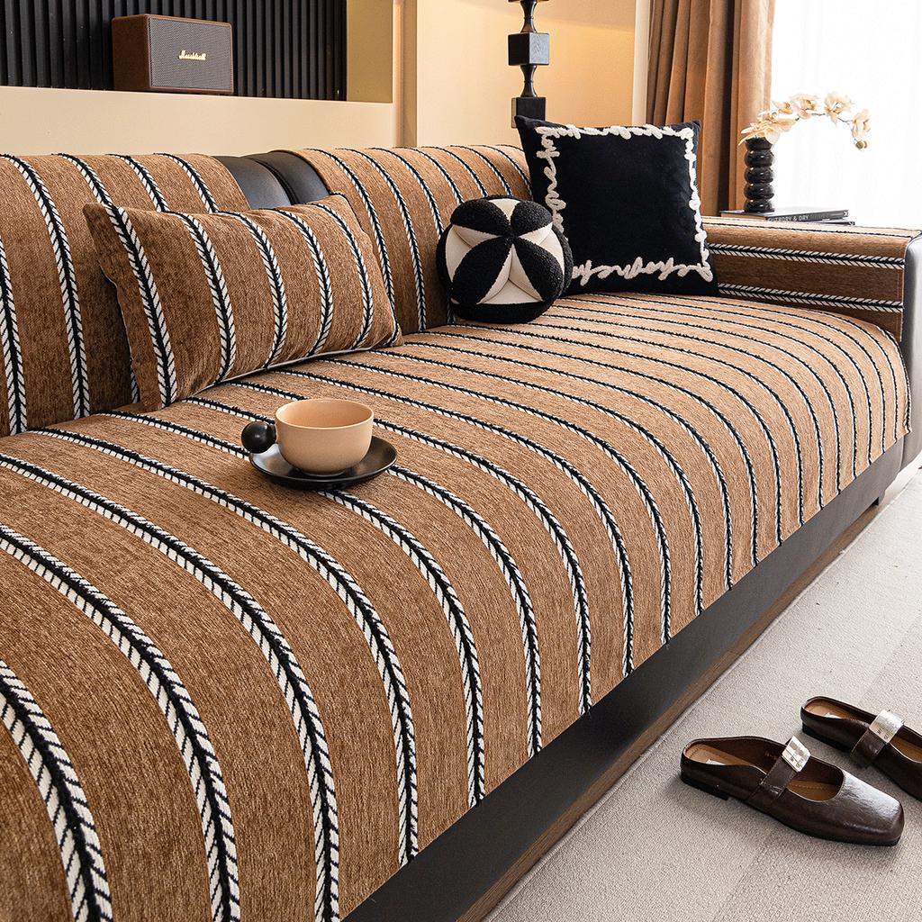 Black Sofa Cushion, High-end Sense, Universal In All Seasons, New Fixed Non-slip Cover Cloth Cover Leather Seat Cushion