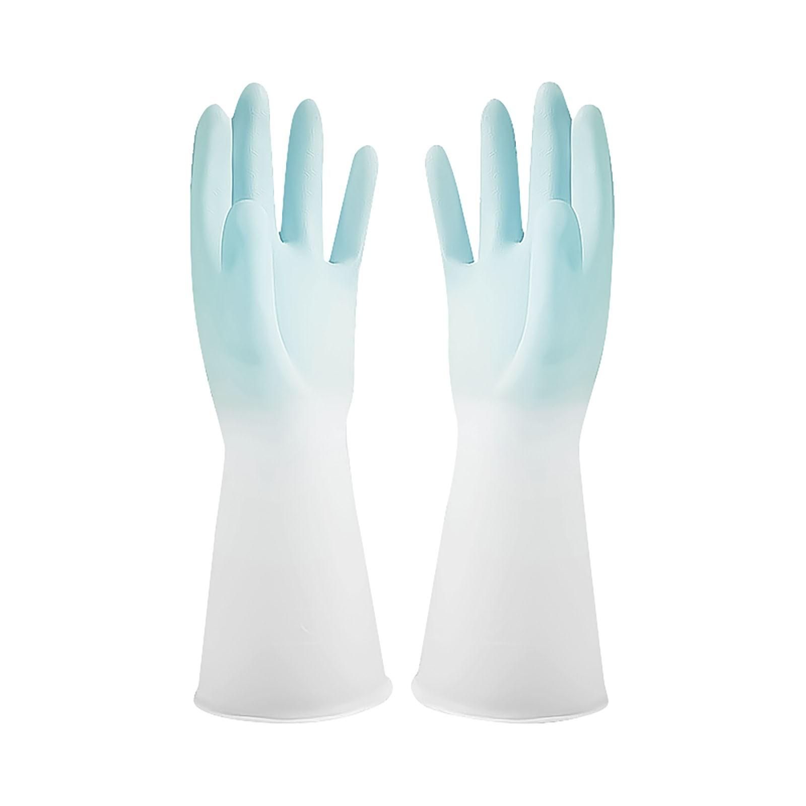 

Прочные резиновые перчатки для мытья посуды с длинным манжетом для домашней уборки L синий