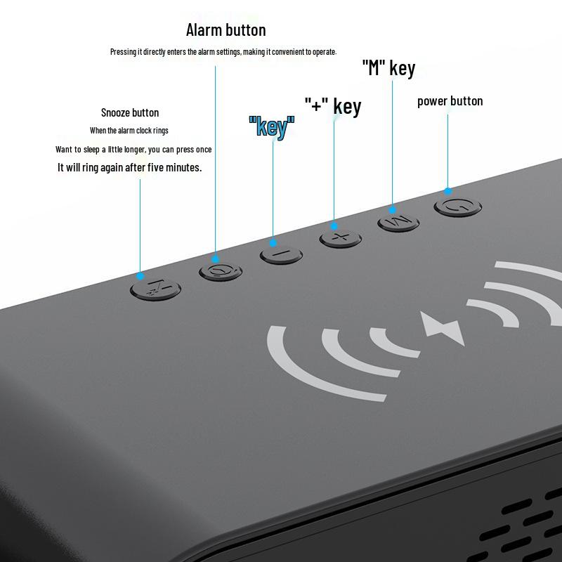 Multifunctional Alarm Clock with 15W Wireless Charging, LED Display, and Perpetual Calendar