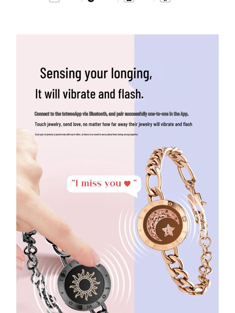 Totwoo Smart Couple Bracelet: Long-Distance Love Gift for Valentine's Day.