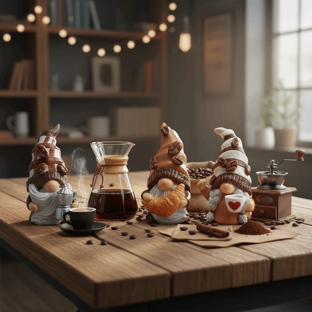 Resin Material Coffee Gnome Ornament Coffee Cup Resin Dwarf Handmade Gnome  Gift Giving