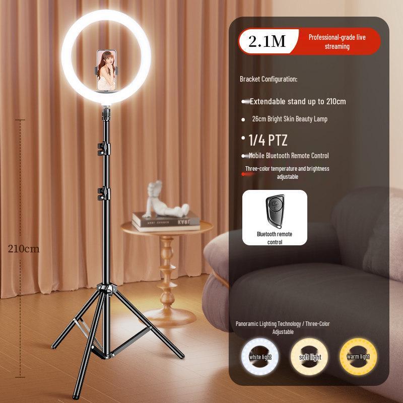 Professional Desktop Ring Light Stand for Streamers - Large Aperture Beauty & Selfie Light