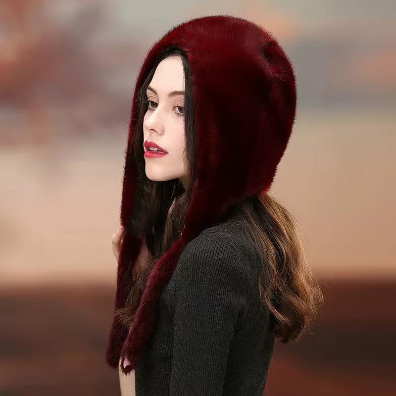 

Шапка из искусственной норки женская зимняя модная теплая с защитой ушей шляпа-цилиндр для среднего и пожилого возраста меховая снежная монгольская шапка