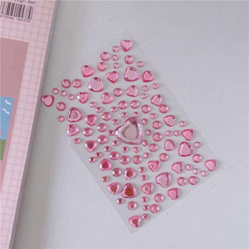 1 Sheet 3D Heart Shape Sticker Acrylic Crystal Children's Stickers Simulation Diamond Pearl Photo Album Decoration Stickers