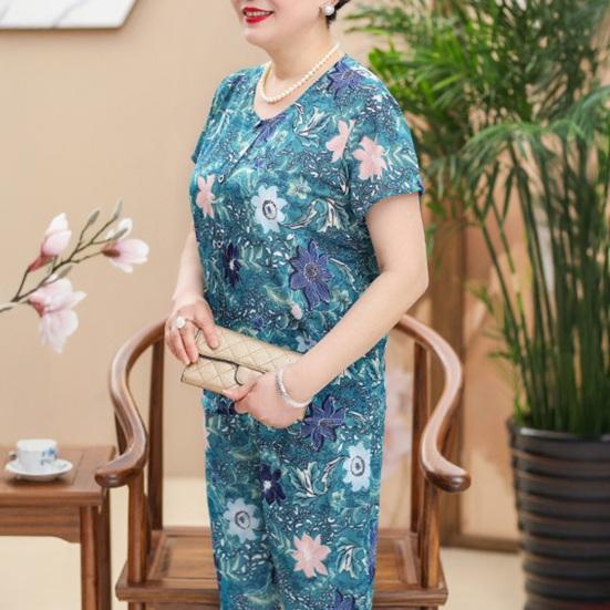 Women's Floral Pajamas Set Short Sleeve Button Down Top And Pants Pjs Set Casual Printed 2 Piece Lounge Outfits
