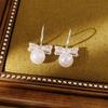Shell Beads Bow Pearl Long Earrings Simulation Freshwater Pearl Ear Hook Drop Earrings  Female