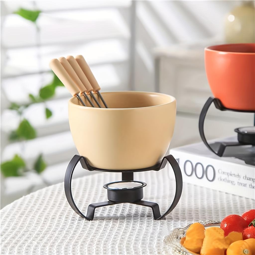 Porcelain Hot Pot Set Chocolate,Cheese Fondue with Candle Holder Kitchen Accessories for Dessert Service