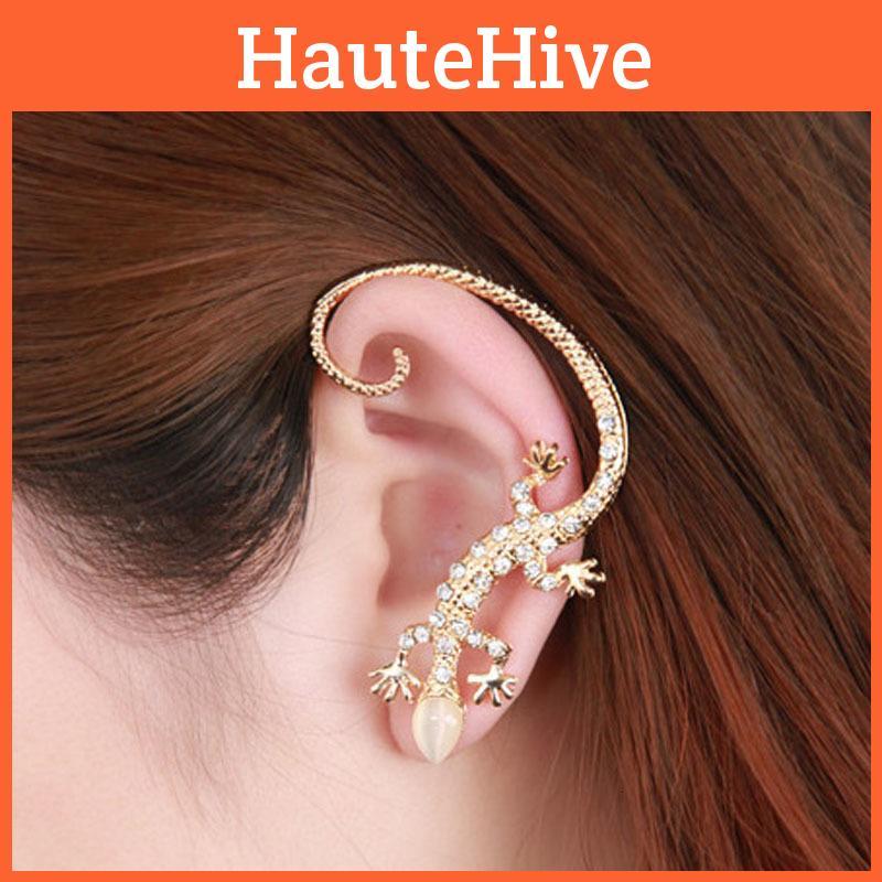 Lizard Jewelry Exaggerated Dangle Earrings With Crystals For Women