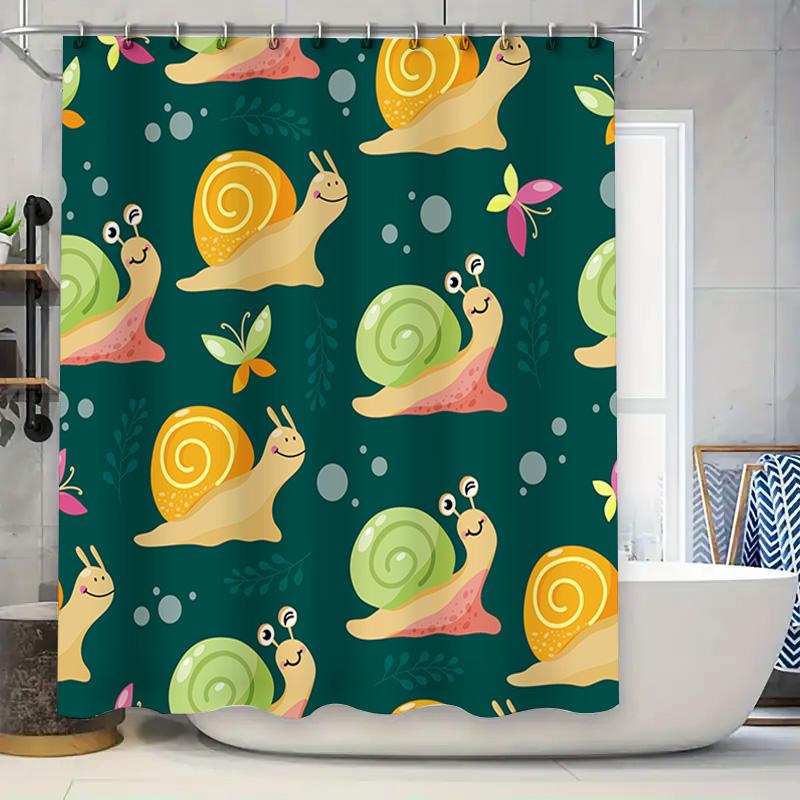 

Colorful Snail Print Shower Curtain Cute Bathroom Decor For Kids Bathrooms Waterproof Fabric With Hooks Various Sizes Available W60H190(CM)-1 Pcs