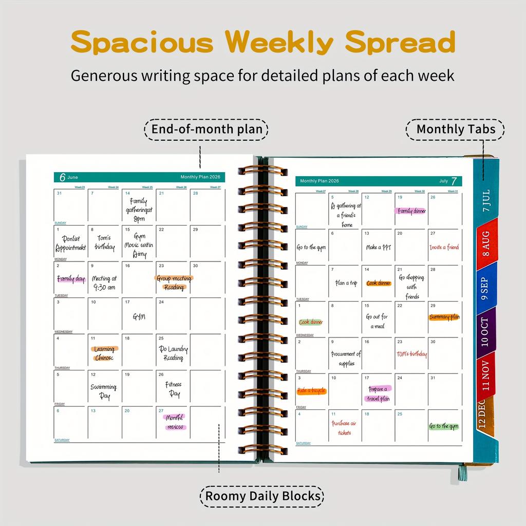 2026 Planner-320Pages-A Weekly And Monthly Organizer for 365 Days, Enjoyable And with Stickers, Featuring Double-Seam Binding