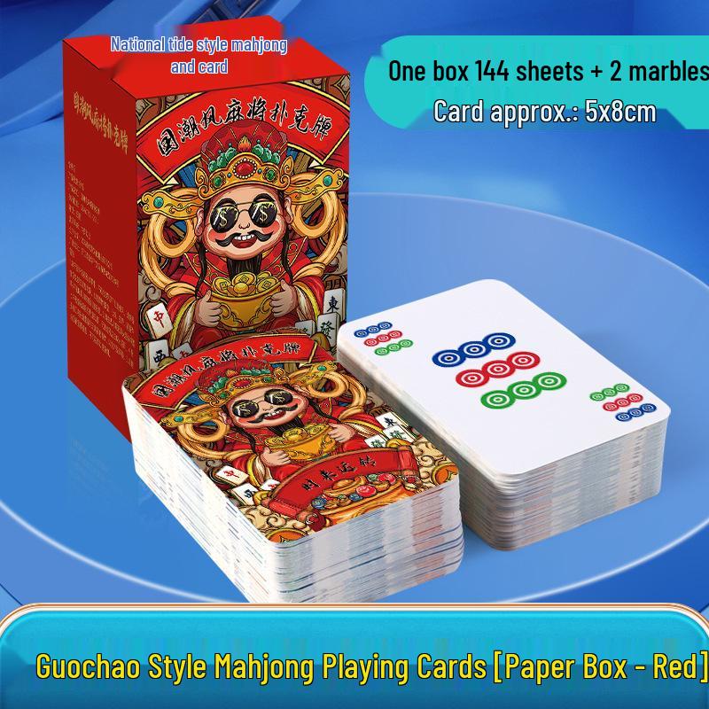 Portable Waterproof Mahjong Card Set - 144 Thickened Wear-Resistant Cards for Home Use