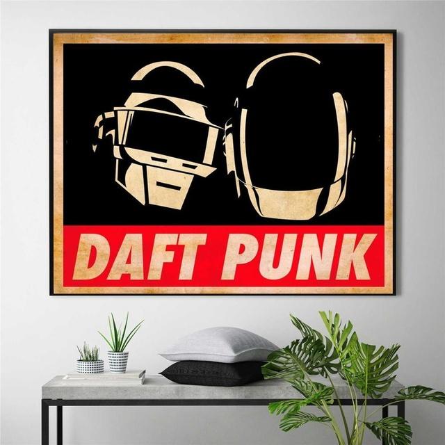 Daft Punk hjälmmask Musikaffisch och tryck Canvaskonstmålning Väggbilder för vardagsrumsdekoration Heminredning Ingen inramad