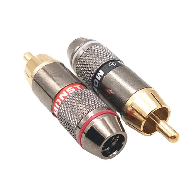 Gold-Plated Copper RCA Audio Plug, Self-Locking, 6.0mm