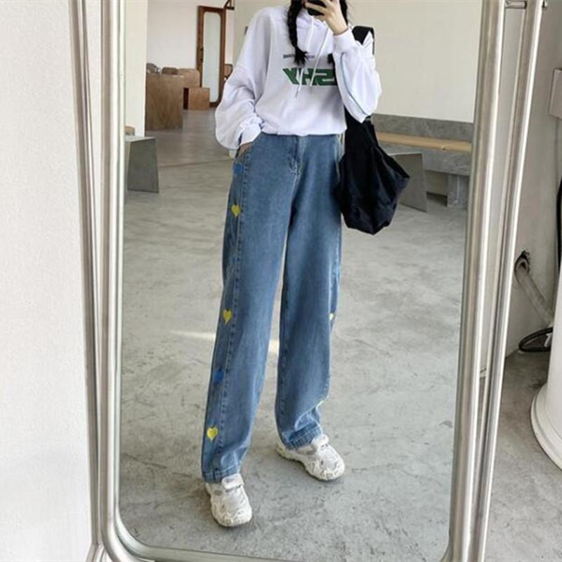 Mujer Jeans Ropa de cintura alta Pierna ancha Ropa vaquera Azul Streetwear  Vintage Calidad Harajuku Pantalones largos rectos comprar a buen precio —  entrega gratuita, reseñas reales con fotos — Joom