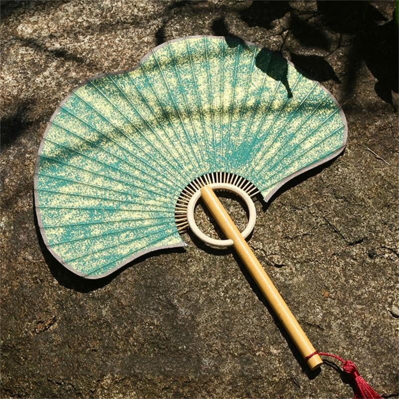 Ginkgos Rice Paper Fan Chinese Styles Hand Fan Handheld Cooling Fan for Wedding Party Dance Photo Props Home Decorations