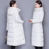Giacca calda con cappuccio lunga da donna autunno e inverno, giacca calda lunga taglie forti, giacca calda ispessita con cerniera