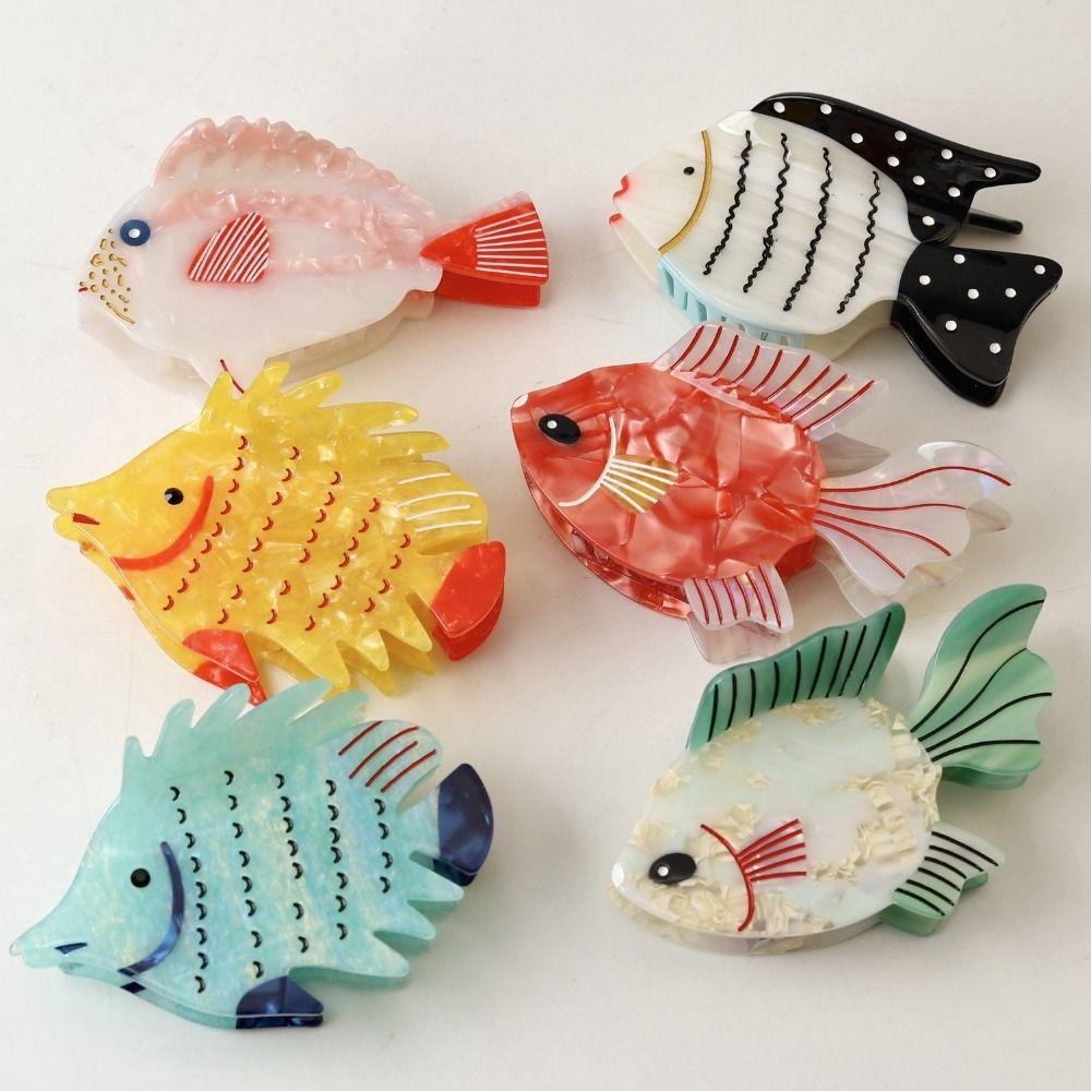 Acetate Fish Hair Claw Jaw Clamp Acetate Shark Clip Cute Fish Hair Clip Daily Styling