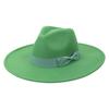 Unisex Fashion Wide Wool Belt Flat Top Fedora Hat Party Church Hats Cap