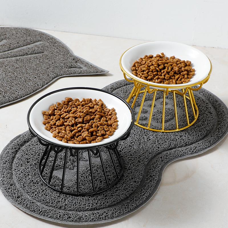 Ceramic Elevated Pet Bowl With Stand For Cats Dogs Food Water Feeder Anti Vomit Slow Feeding Design Outdoor Indoor Use