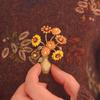 Vintage Flower Brooch Gold Corsage Ornament Creative Oil Painting Sunflower Brooch  Suit