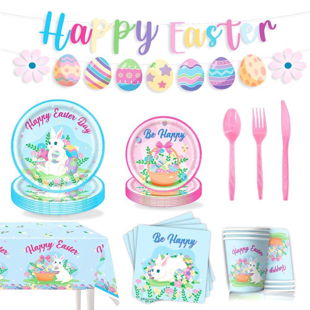 Creative Easter Party Decorations Rabbit Cute Easter Theme Decor Spiral Hanger Balloon Rabbit Egg Banner Birthday Party