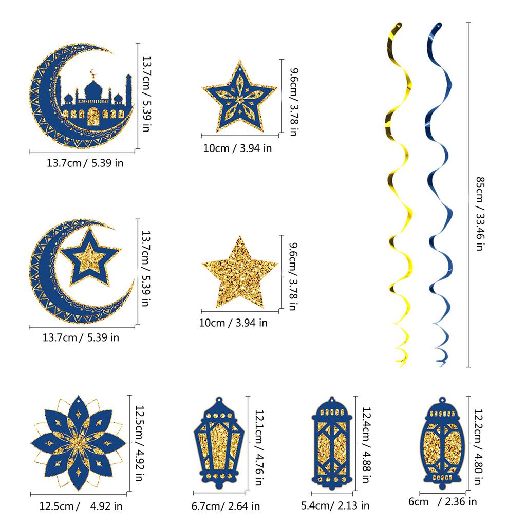 Eid Mubarak Deckendekoration Glitzernde Wirbel Ornament Eid Dekoration für Hochzeit Geburtstag Heimparty Dekoration