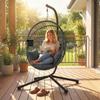 Hanging Egg Chair, Hammock Swing, Folding Basket, Padded Cushion, Grey