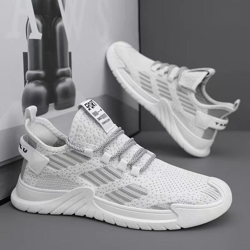 Sports Men's Shoes Summer Breathable Fly-woven Running Shoes Trendy Versatile Student Sports Shoes Soft Sole Lightweight Work Shoes