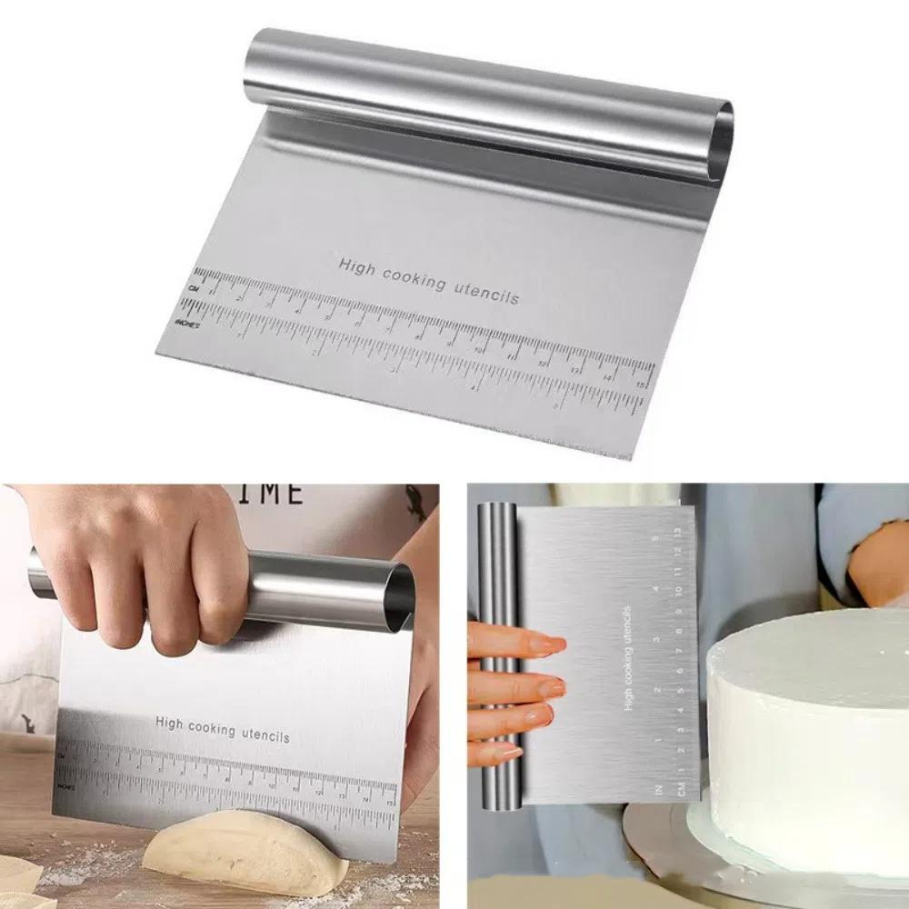 

Handle Dough Pastry Scraper Stainless Steel Cake Bread Separator Kitchen Gadgets 15CM