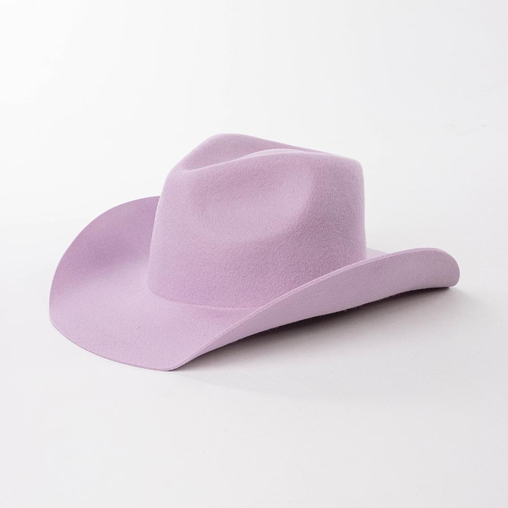 Chapeau de cowboy automne et hiver nouveau chapeau de cowboy en feutre de laine blanc chapeau jazz mode décontractée européenne et américaine chapeau de cowboy bouclé